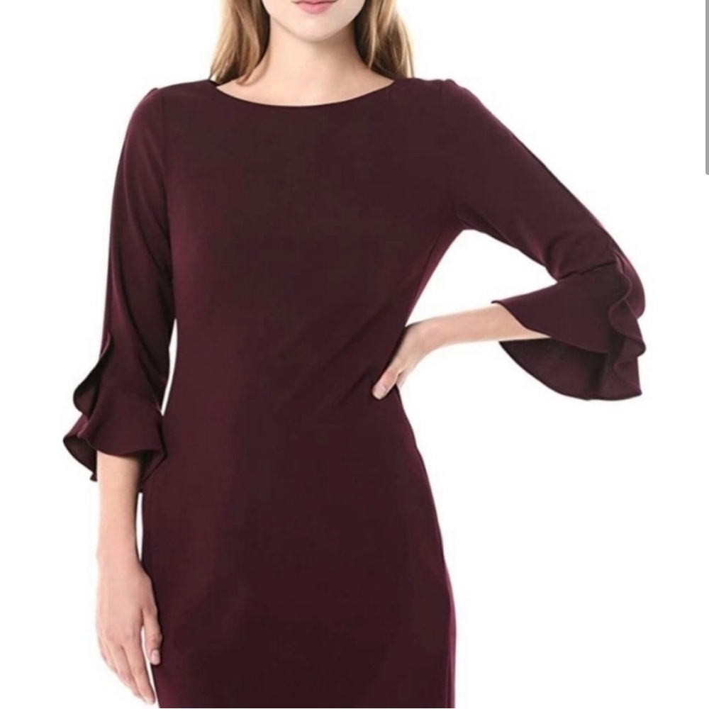 Ruffle-Cuff Sheath Dress